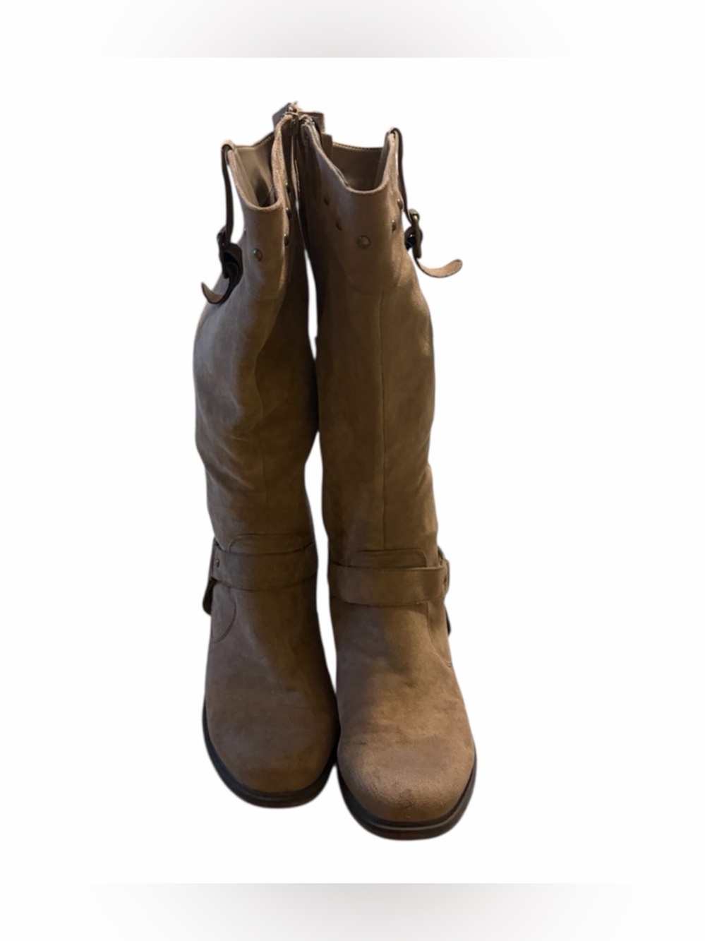 Women’s Tall Strap Boots in Taupe